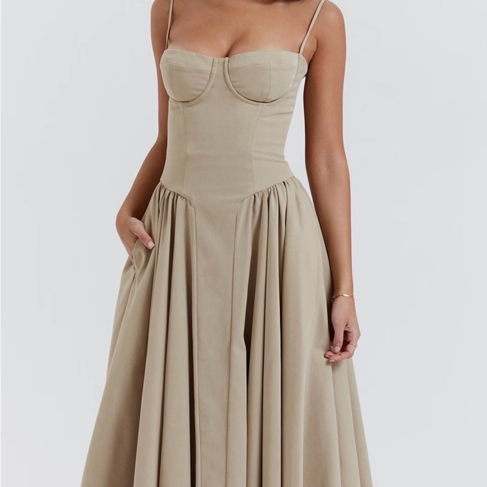 House of CB Beige Midi Dress